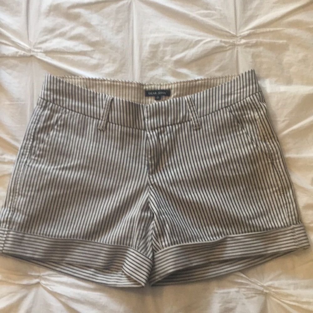 Cuffed shorts w/ stripes. Very high quality feel.
